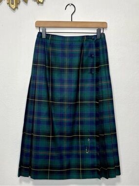 ALJean Plaid Midi Pleated Skirt